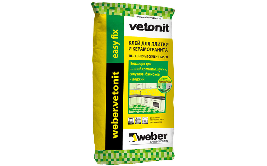 Плиточный цементный клей weber.vetonit easy fix, 25 кг