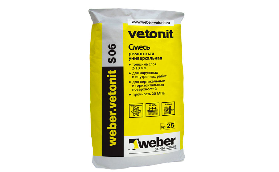 Универсальный цементный раствор weber.vetonit S 06, 25 кг